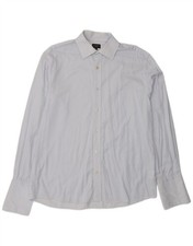 JAEGER Mens Tailored Formal Shirt Size 16 1/2 Large Blue Pinstripe Cotton DP17