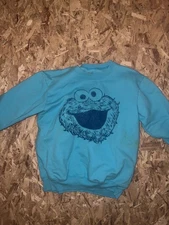 Blue Cookie Monster kids sweatshirt, Sesame Street brand size large