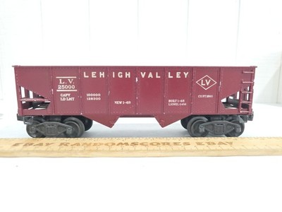 Lionel LV 6456 25000 O-27 Gauge Lehigh Valley 2 Bay Coal Hopper Maroon 