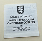 1987 Jersey Parish of St. Ouen One Pound Proof Silver Coin W/ Box and COA — photo 6