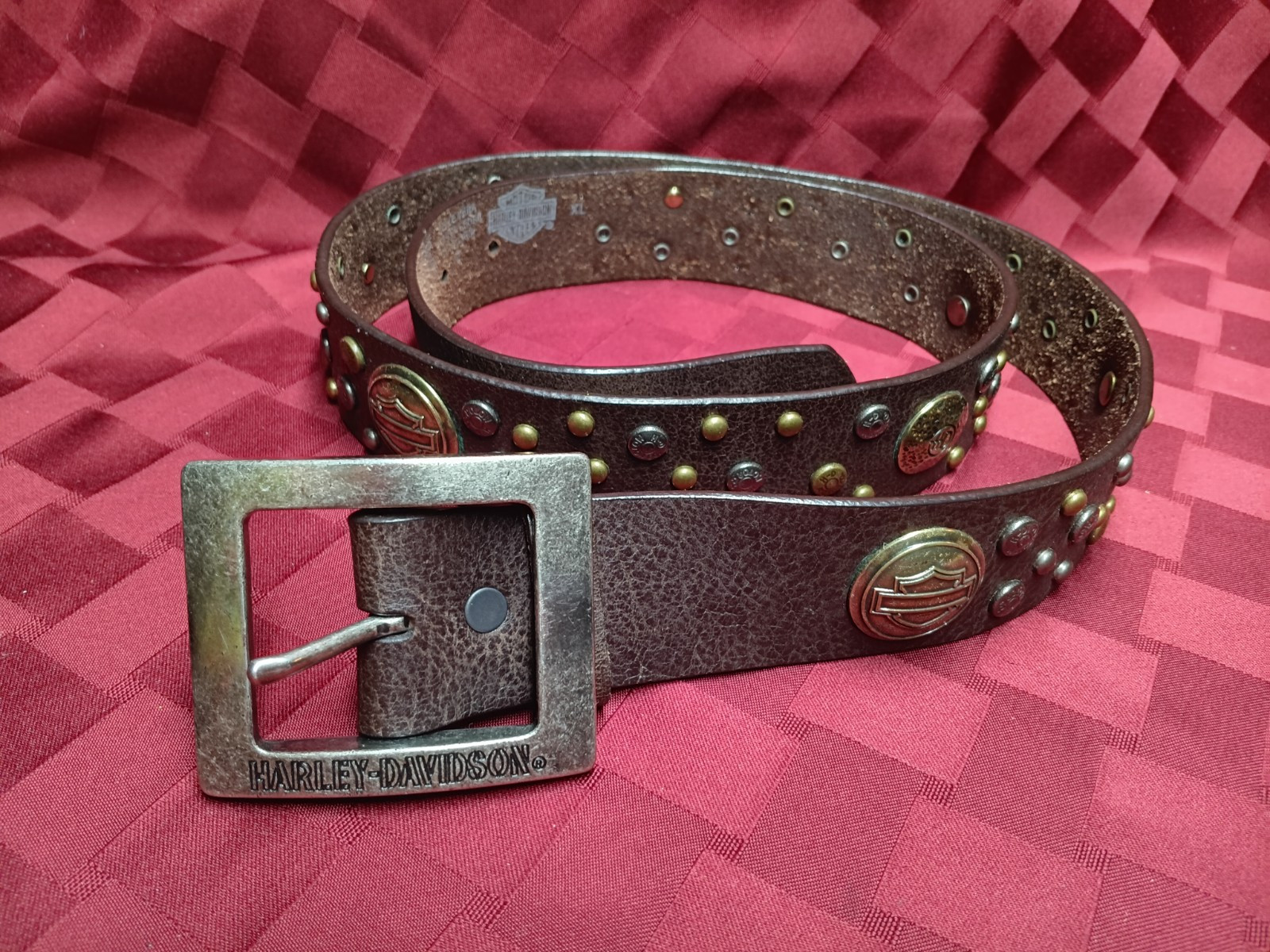 Harley Davidson XL Brown Leather Belt with Studs for Men