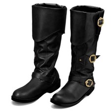Halloween Pirate Costume Boot Renaissance Shoes 10 Black