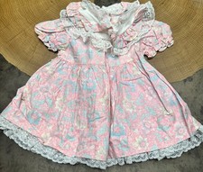 HUGS  KISSES USA MADE FLORAL RUFFLE LACE DRESS GIRLS 2T VTG
