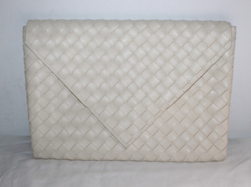 Bottega Veneta Document Holder Clutch Intrecciato Weave Leather Handbag Plaster