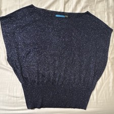alice olivia Navy Glitter Knit Sleeveless Blouse Size M