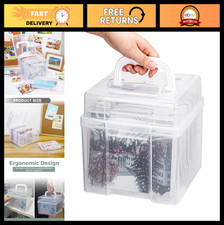 5x7 Photo Organizers with Handle, 6 Plastic Storage Boxes, Dustproof Craft  Pic