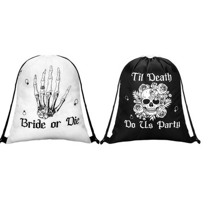 Oversized Skull Pattern Drawstring Bag Party Backpack For Costume Event