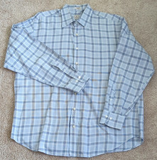 Peter Millar 100 Cotton Dress Shirt Blue Plaid Collared Men's XL Long Sleeve
