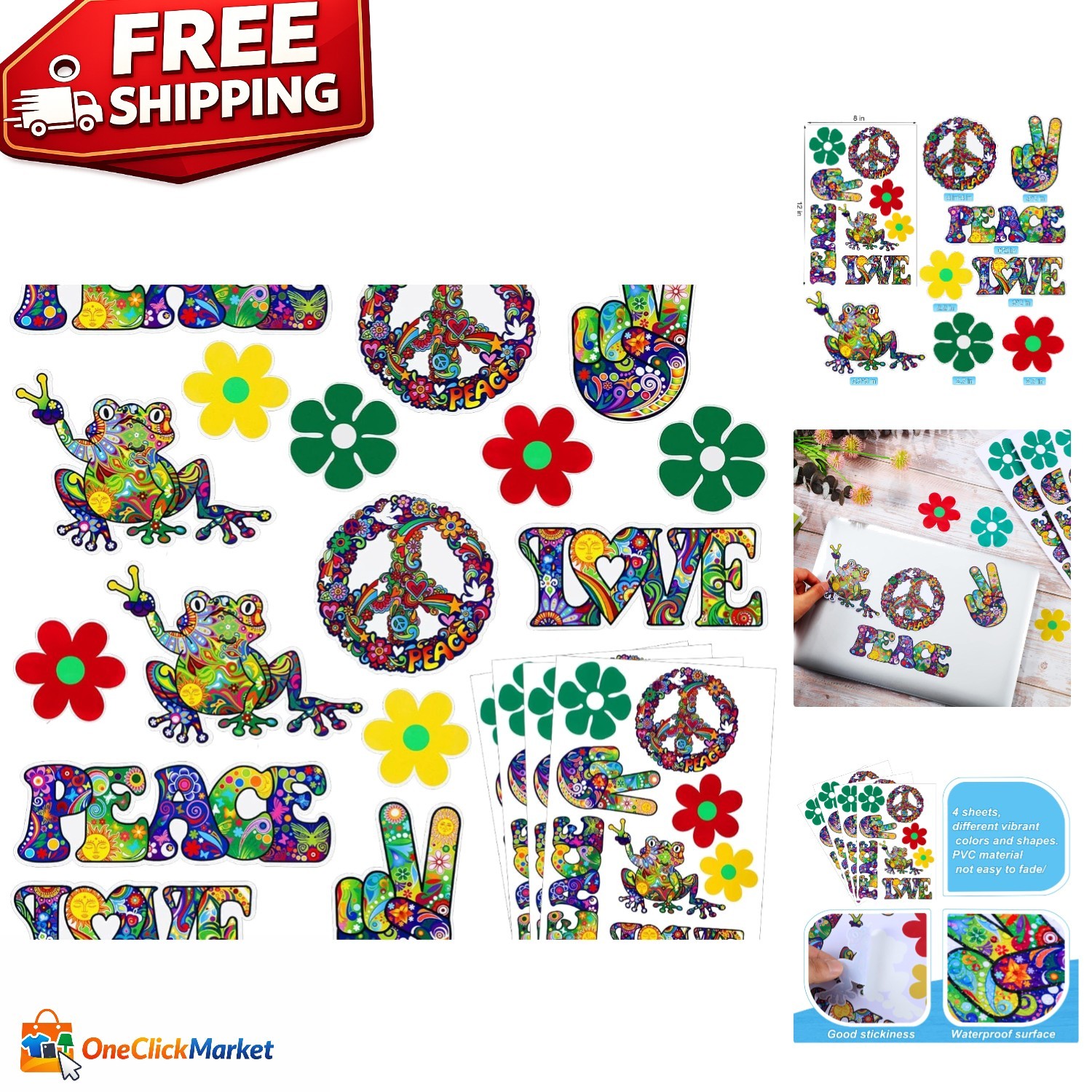 Set - Cute Peace And Love Decals For Fun Decoration