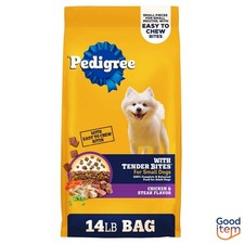 Pedigree with Tender Bites Chicken, Steak Red Meat Flavor Dry Dog Food - 14lbs