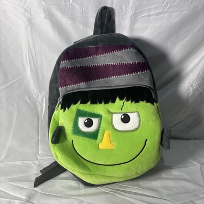 Frankenstein Backpack Plush 13 x14  Green Gray Tote Horror Monster Halloween Bag
