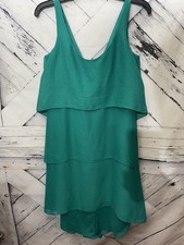 Ann Taylor Green Sleeveless Ruffle Tiered Dress Sz 4P