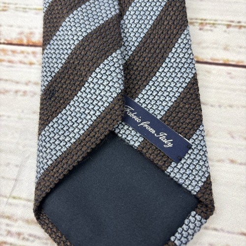 "Camisa Kamakura Makers corbata de seda azul gris rayas hecha en Japón 3"" lana seda" - Imagen 3 de 5