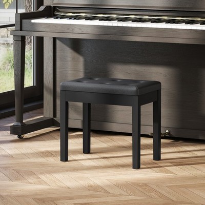 HOMCOM Klavierbank Klavierhocker mit Stauraum, Holzbeine, Kunstleder, Schwarz