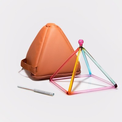 TOPFUND Rainbow Crystal Singing Pyramid 10 inch with Synthetic Leather Carryi...
