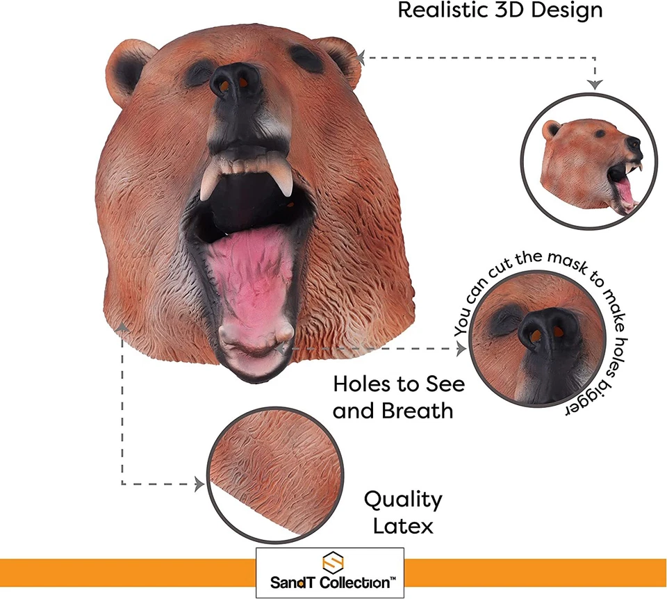 Animal Head Latex Mask Dress Up Halloween Costume Party Mask Cosplay - Image 4 of 4