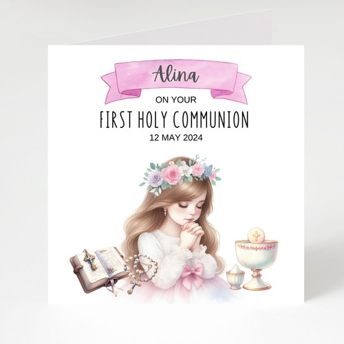 Communion Card personalised First Holy Communion Keepsake Card - Picture 2 of 8