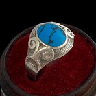 Antique Vintage Native Navajo Sterling Silver Faux Turquoise Ring S 7.5 4.7g