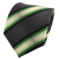 Tigertie Designer Seidenkrawatte GrüN Anthrazit Schwarz Gestreift - Krawatte