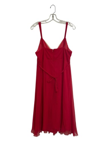 VTG Y2K Robbie Bee Silk Chiffon Red Pink V-Neck Whimsical Mini Dress Sz 14 - Picture 3 of 4