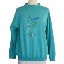 Vintage 80s Eiffel Tower Paris Souvenir Sweatshirt Size Large to XL