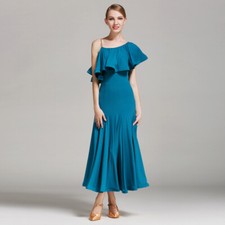 Latin Ballroom Dance Dress Modern Salsa Waltz Standard Long Dress C081 3 Colors