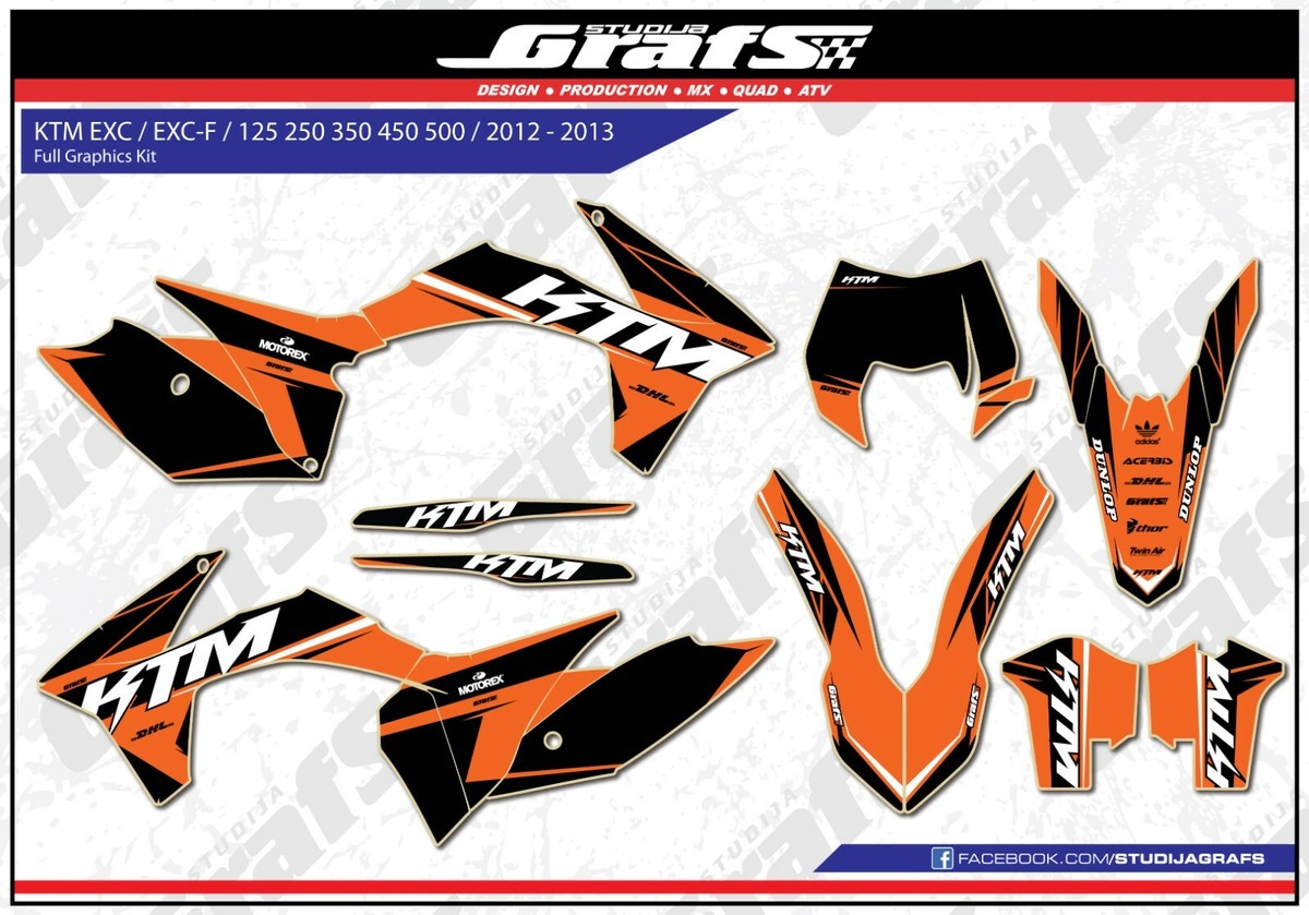 【美品】ノグチシート KTM 125-500EXC 2012-2016年式用 Graphics Kit / KTM EXC / EXC-F / 125 250 300 350 450 500 / 2012