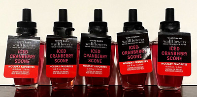 Bath & Body Works LOT OF 5 ICED CRANBERRY SCONE Wallflower Refill Bulbs