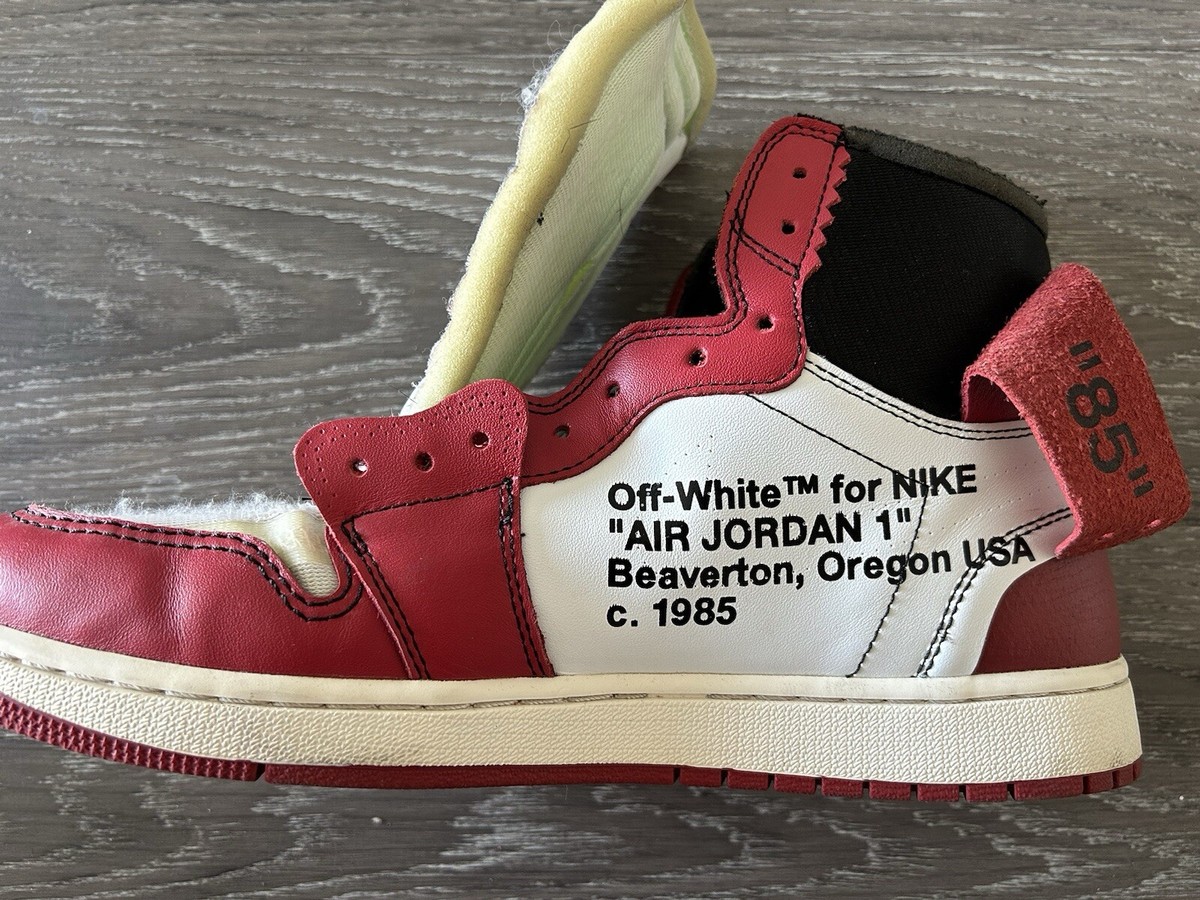 Nike Air Jordan 1 Off-White 赤/白 1985年製 Size 7 - Jordan 1 Retro OG x Off-White High Chicago for sale