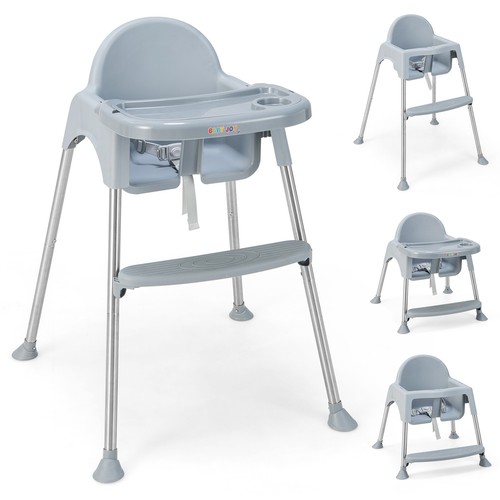 4-in-1 Convertible Baby High Chair Feeding w/ Removable Double Tray& Footrest