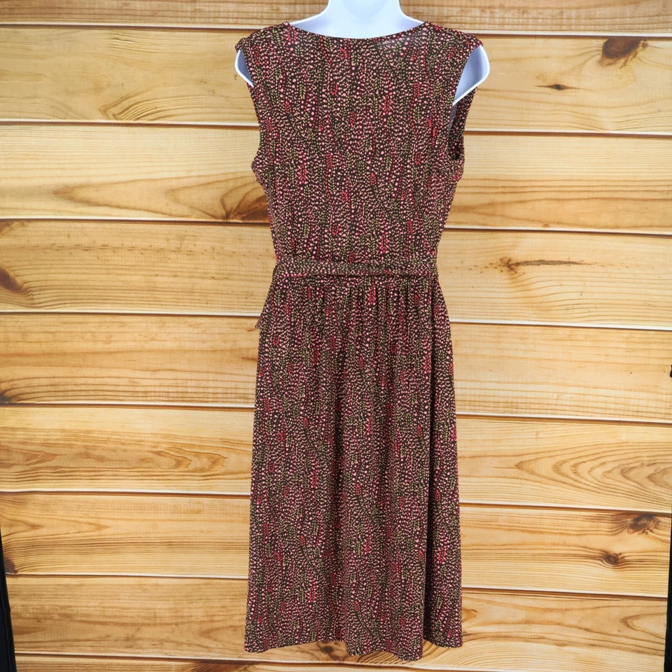 Vestido Apostrophe Mujer S Marrón Geométrico Elastizado Sin Mangas Cuello en V Hasta la Rodilla Foto 2 de 4