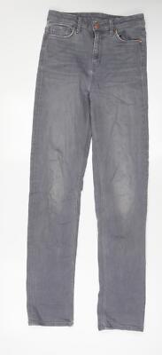 Marks and Spencer Damen Grau Baumwolle Skinny Jeans Größe 8 L33 Normaler Reißverschluss