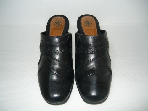 Earth Orgins Black Leather Slip-on Comfort Mule Shoes 9.5 - Picture 3 of 8