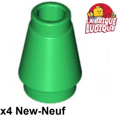 Lego 4x Kegel 1x1 with Top Groove grün/green 4589b NEU