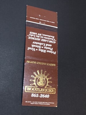 Vintage New York Matchbook  Bootlegger  Rochester