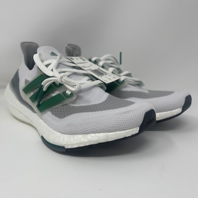 Adidas UltraBOOST 21 Primeblue White Green Running Shoes Mens