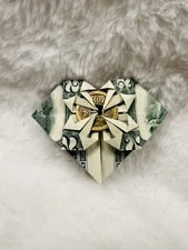 Genuine 2 Dollar Bill Money Origami Heart