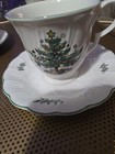 Nikko Happy Holidays Teacups & Saucers Set of 4 Footed VTG Christmas Tree Japan — photo 7