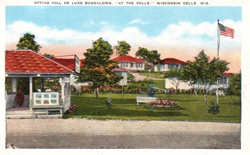 Postcard WI Wisconsin Dells Spring Hill De Luxe Bungalows Linen Vintage ...