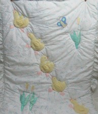 Vtg Baby Blanket Quilt Comforter 3D Textured Ducks 2 Pc Cotton Tale Design