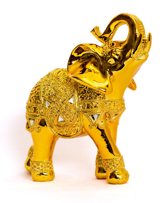 BUY ONE GET ONE FREE | LABOR DAY SALE 10  (H) Gold Color Elephant Statue  Decor