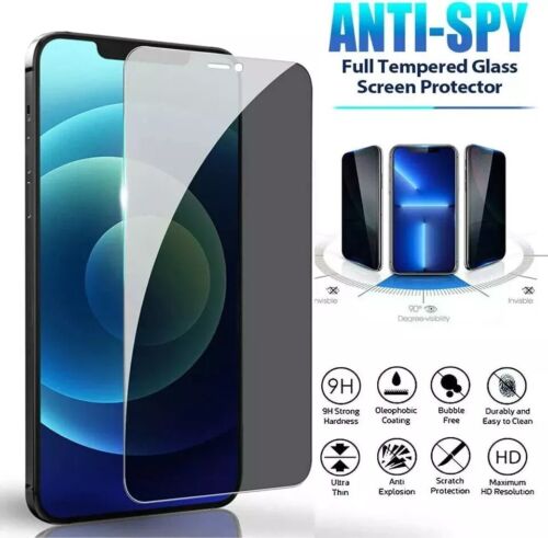 For iPhone 16 15 14 13 12 Pro Max Tempered Glass Privacy Screen Camera Protector - Picture 9 of 13