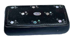 Tabatière Napoléon III  Bois Noirci Fleurs en Nacre mother of pearl snuffbox