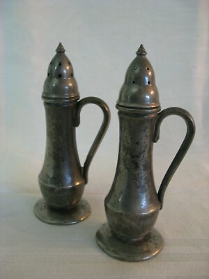Vintage Pewter Salt and Pepper Shakers 