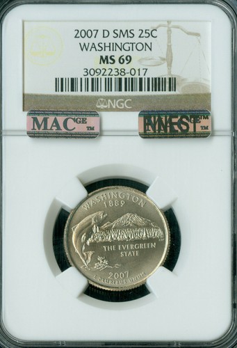 2007 D WASHINGTON QUARTER NGC MS69 SMS MAC FINEST POP 13 MAC SPOTLESS *