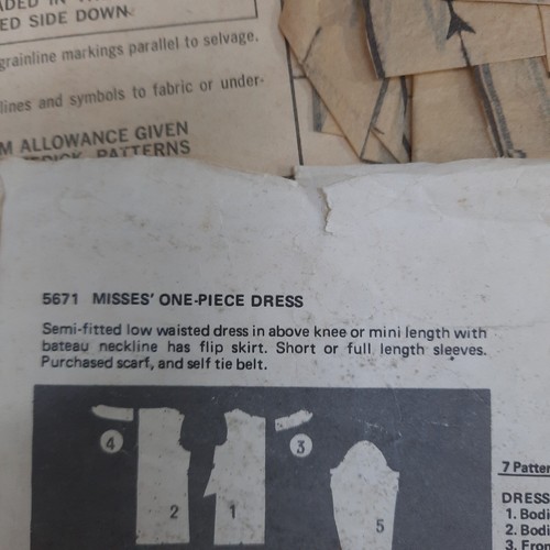 Vintage 60s Butterick 5671 Sewing Pattern Drop Waist Mini Dress Size 12 Bust 34 - Picture 4 of 7