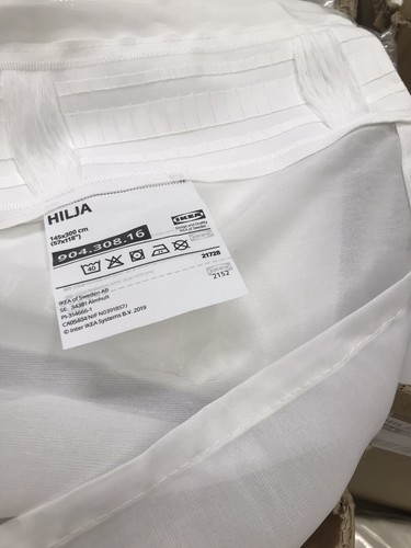 Ikea Hilja Light Filtering/Dimming White Curtains Pair LONG 145x300cm Drop NEW - Picture 10 of 15