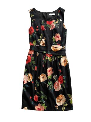 Alannah Hill Size Black Floral Roses Dress Bodycon Sleeveless