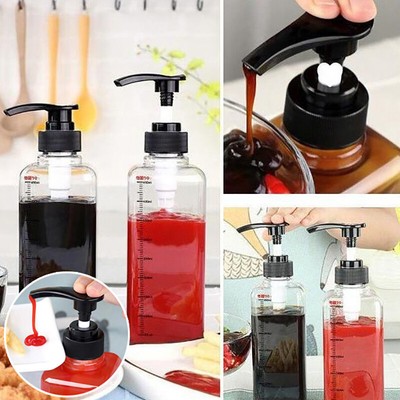 Coffee Syrup Bee Drip Pump Dispenser Set with Scale Honey Jar Container Kitc _cn
