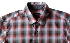 Men's HUGO BOSS Gray Red Black Plaid Shirt S Small NWT NEW 145 Slim Fit RONNI